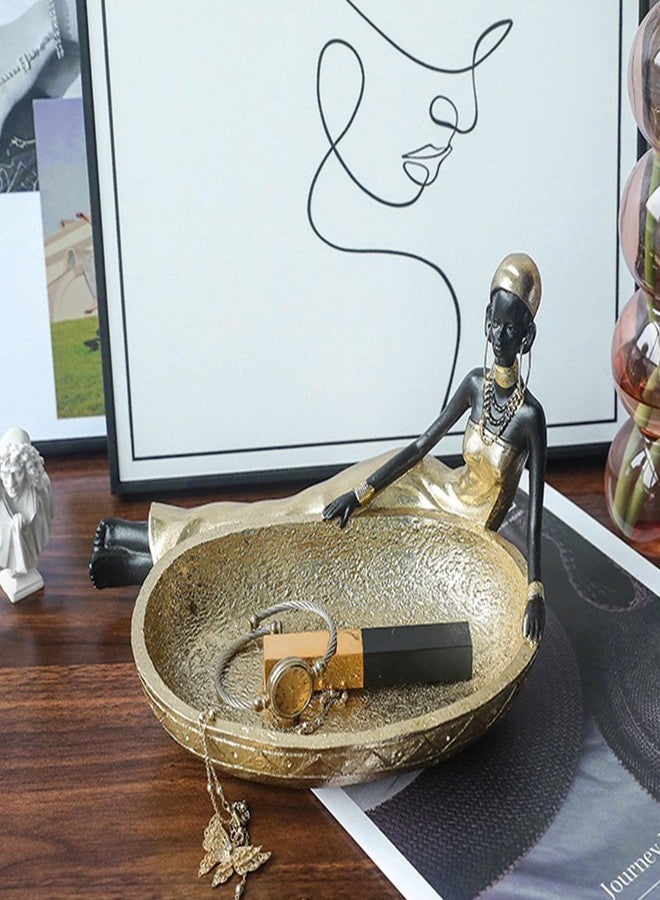VSPDVO Decorative African Figure Jewelry Dish Tray,Gold and Black,Modern Art Style for Living Room Decorations,Bookshelf and Tables - Image 2
